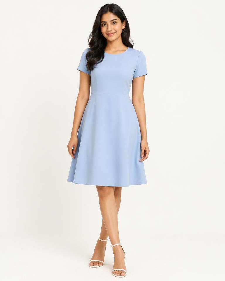 Powder Blue A-Line Dress in Powder Blue