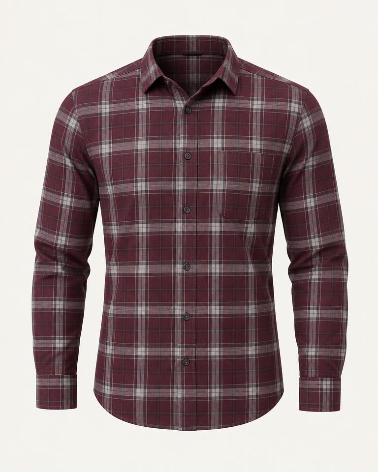 Maroon Checked Casual Shirt in Maroon