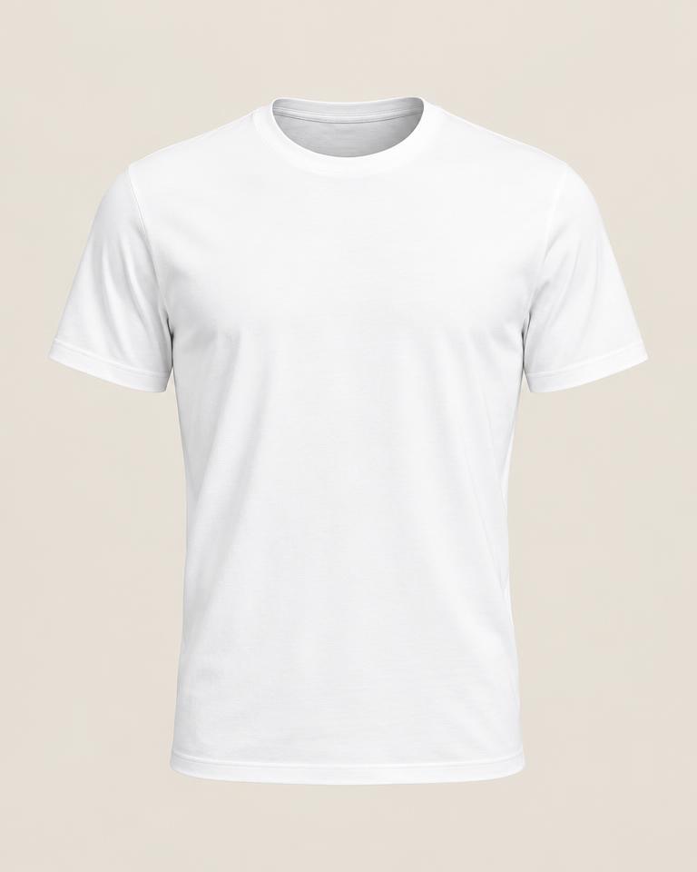 White Cotton Crew Neck T-Shirt in White